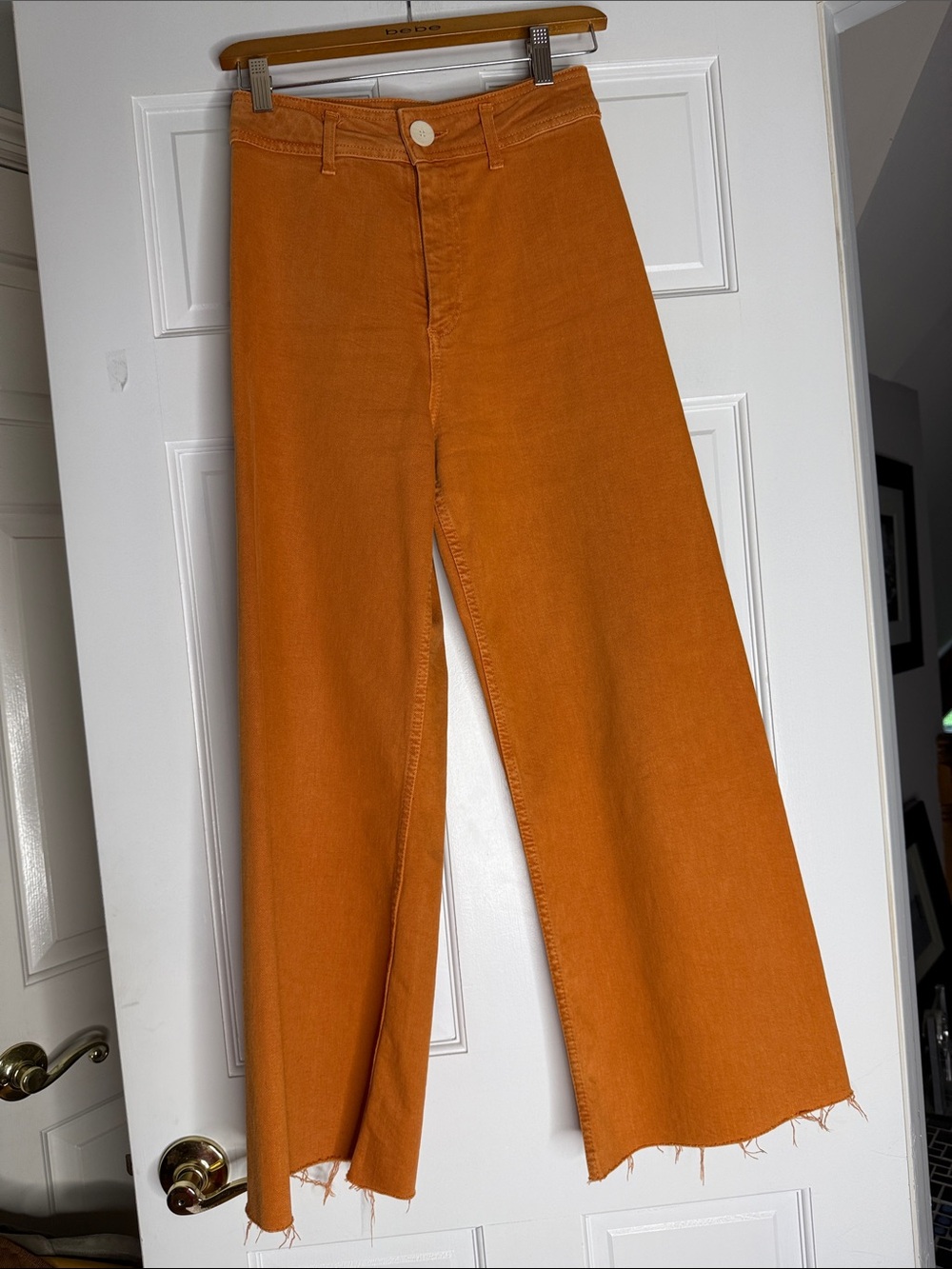 Zara Wide Leg Orange Denim Pants 2